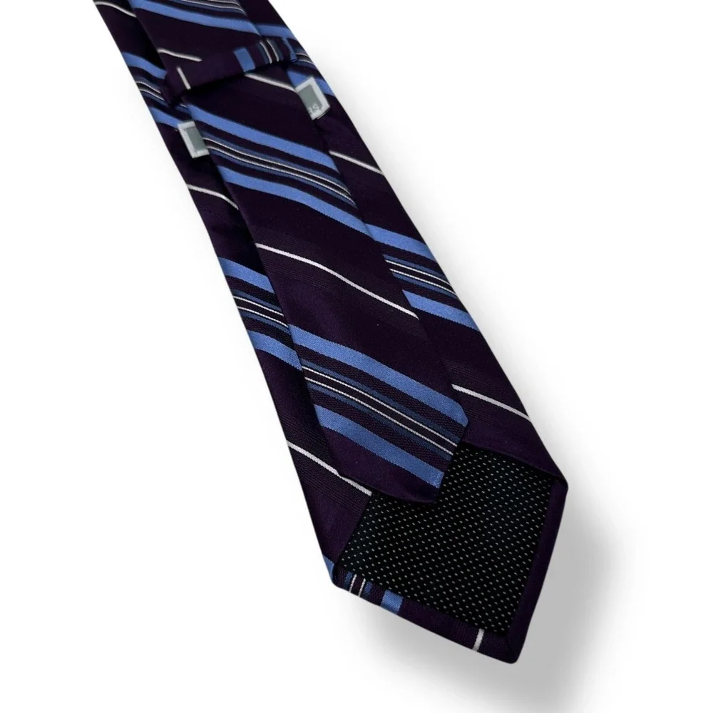 MICHAEL KORS Purple‎ Blue White Diagonal Striped 100% Silk 60